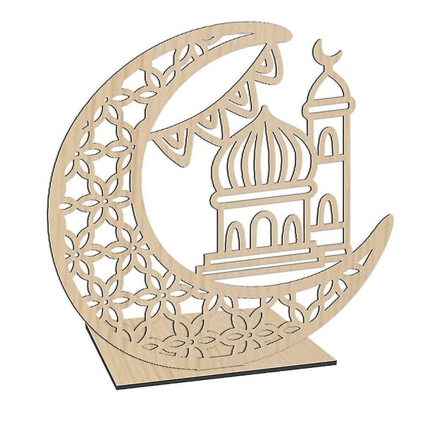 Träplakett Ornament Eid Mubarak Ramadan Bordsdekoration Konst Hantverk Dekor E