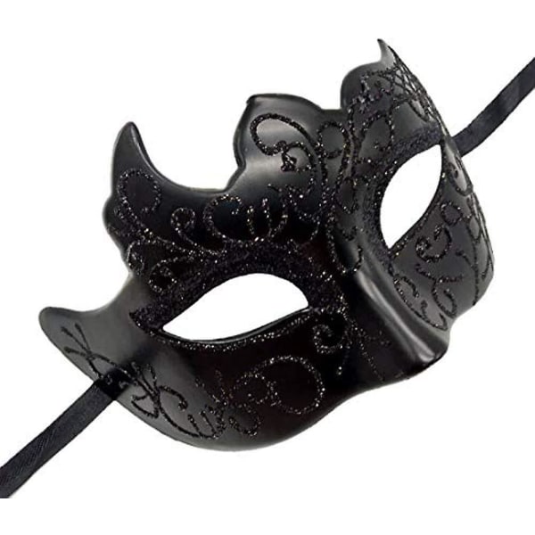 Naamiaisnaamio miehille Vintage Venetian Mardi Gras Halloween -joulujen naamarit (musta) (1 kpl)