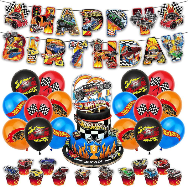 Hot Wheels: Beat That fødselsdagsfestartikler banner balloner kagepynt dekoration