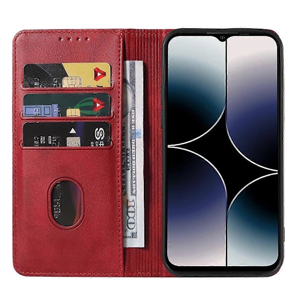 Magneettisuljettava nahkainen puhelinkotelo Red For Ulefone Note 16 Pro