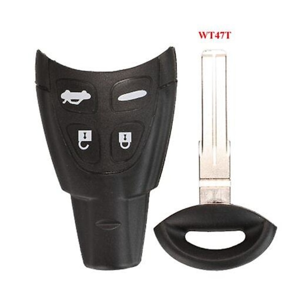 Fjernkontroll nøkkelskall for Saab 9-3 93 2003-2007 - erstatning for nøkkelfri fob-skall med 4 knapper og ubeskåret blad - smartkort Shell with wt47t