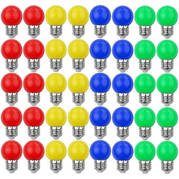 Värilliset led-polttimot E27 3w30w koriste- ja designvalo 240 lumenia AC220v-240v koristelamppu sekavärejä punainen keltainen sininen vihreä - 40 kpl pakkaus [energ