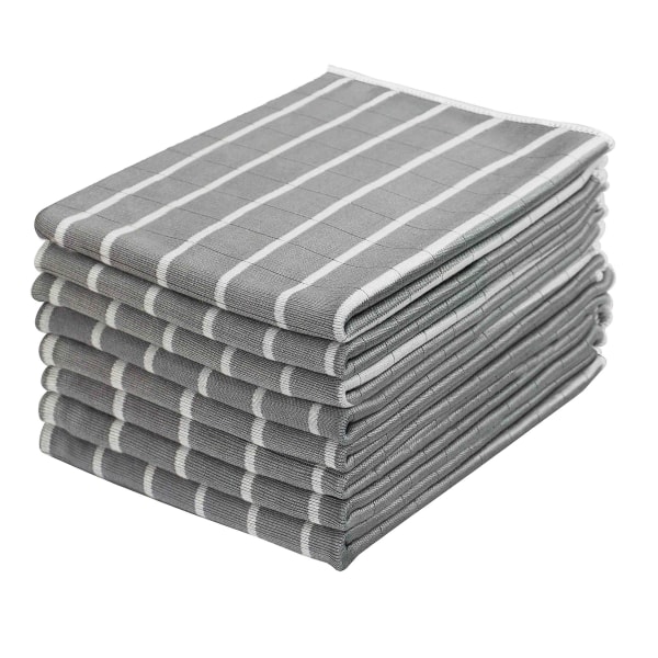 Sett med 8 bambus- og mikrofiberhåndklær, lofrie kjøkkenhåndklær, rengjøringshåndklær 65x45 cm, grå