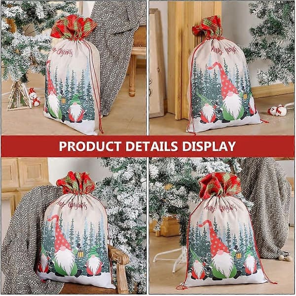 Julfest Gnome Mönster Presentpåse Julväskor Julväskor För Presenter Julgran Mönster Presentpåse 70X49 CM