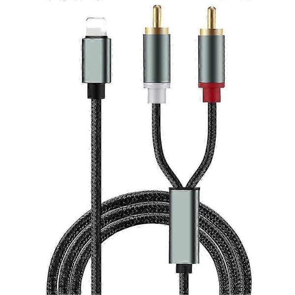 Lightning til RCA lydkabel til højttalerforstærkeradapter - kompatibel