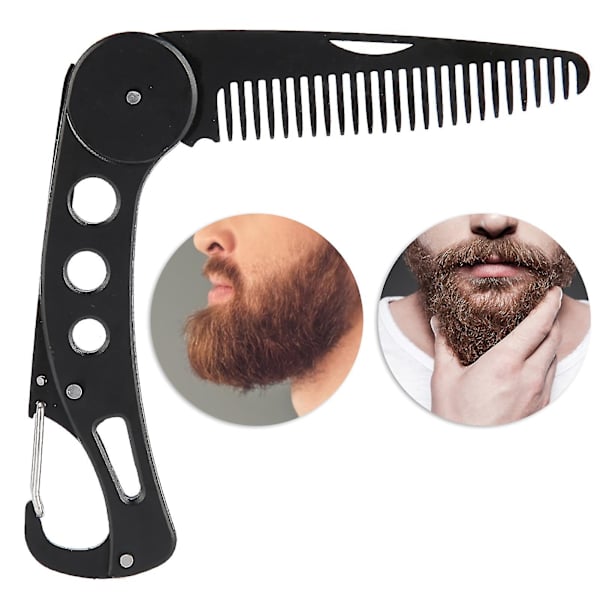 Vikbar skäggkam i rostfritt stål för män Skägg Mustasch Styling Kam Vikbar Kam