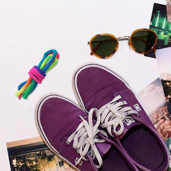 1 par Rainbow Tykke runde snørebånd Farverige mode sneaker snørebånd