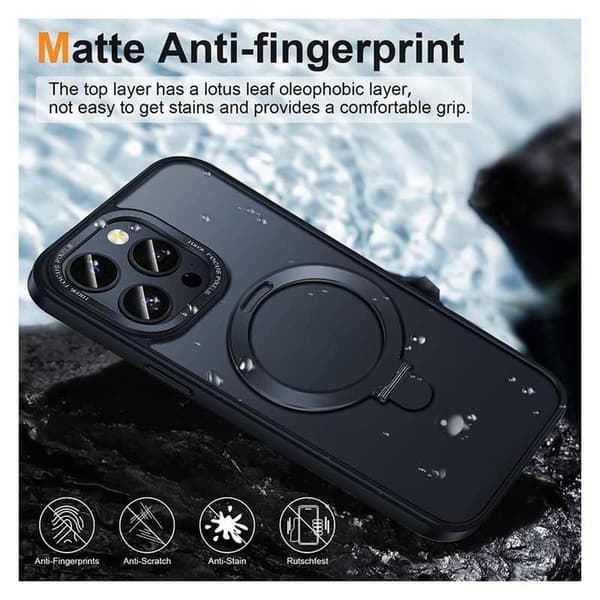 iPhone 15 Pro Max Shockproof Magsafe Case with Stand ~CJY Transparent