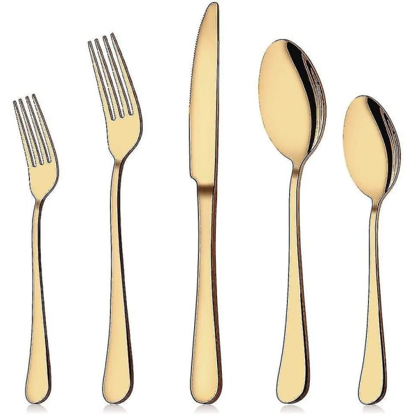 Gold Silverware Set, 20-piece Flatware Set Stainless Steel Cutlery Kitchen Utensil Set Tableware Service For 4