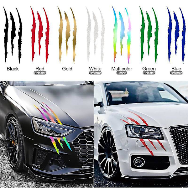 2 kpl Monster Claw Marks Auton ajovalot Claw Marks Ajovalo Tarra Auto Tarra Raidat Naarmu Vinyyli Tarra Yleismaailmallinen Useimmille 2pcs White