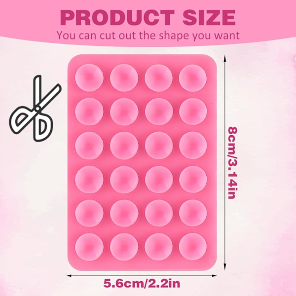 2 stycken silikon sugpropp mobilskal självhäftande fäste, sugkopp mobilskal fäste halkfritt handsfree fäste (rosa)