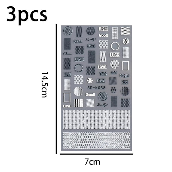 5d 3d kohokuvioitu kynsien taidetarra Valkoinen kukka kohokuvioitu itseliimautuva kynsien muotoilu Naisten Diy kynsien taidekoristelu shape3