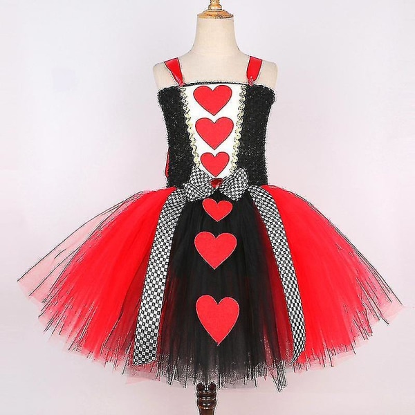 Queen Of Hearts -asu Tyttö Carnival Party Tutu Pue Wonderland Red Queen Cosplay Halloween-asu lapsille Tyylikkäät vaatteet XXXL