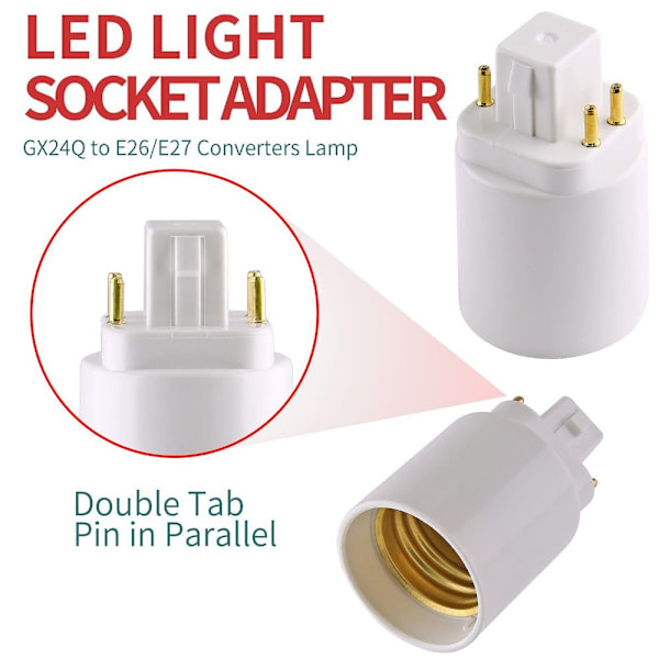4-pak Gx24q til E26/E27 Sokkeladapter Lampebase Holder