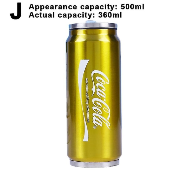 350 ml/500 ml Coca Cola krus, varm og kold isolering, 304 rustfrit stål termokande, gigantisk koksvandflaske, Custom Car Tra Actual Capacity 360Ml Gold