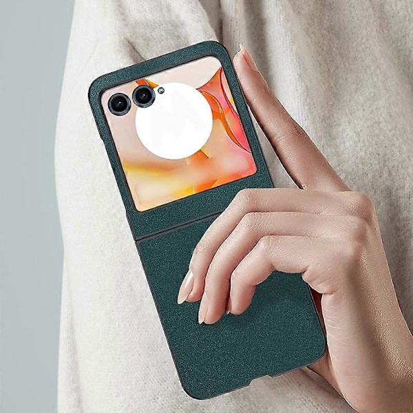 Ultratunt Enfärgat Läder Skal för Telefon Green For Motorola Razr 50 / Razr 60