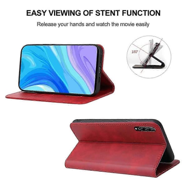 För Huawei P Smart Pro Magnetisk Stängning Läderfodral Red