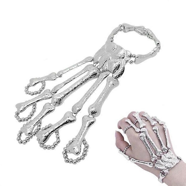 Tilbehør Hem Gotisk Kranie Værktøj Fuld Hånd Kranie Armbånd Ring, Metal