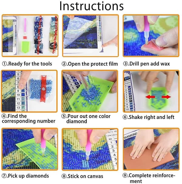 5D diamantmaling full diamant, DIY diamantmaling etter nummer