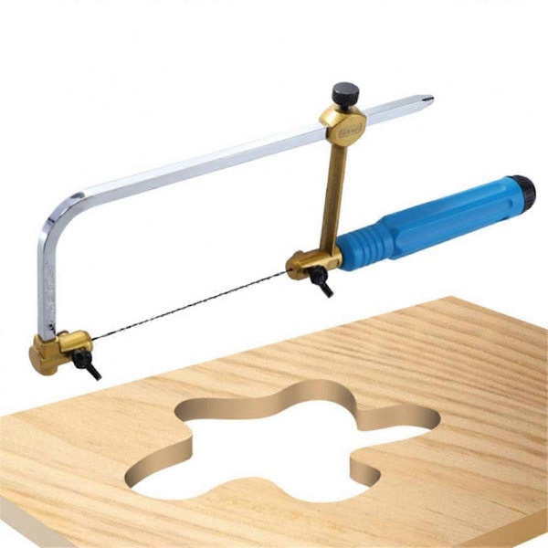 Justerbar Rammesavbue U-formet Dekupørsav til Håndværk Smykker DIY Værktøj med Spiralblade Værktøj Håndsav med 16 Blade As Shown