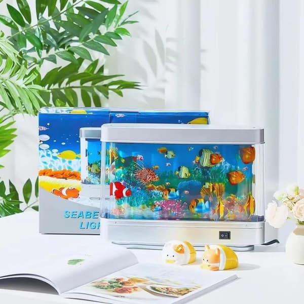 Artificial Aquarium, Cute Moving Fish, Decorative Virtual Ocean Motion Night Light