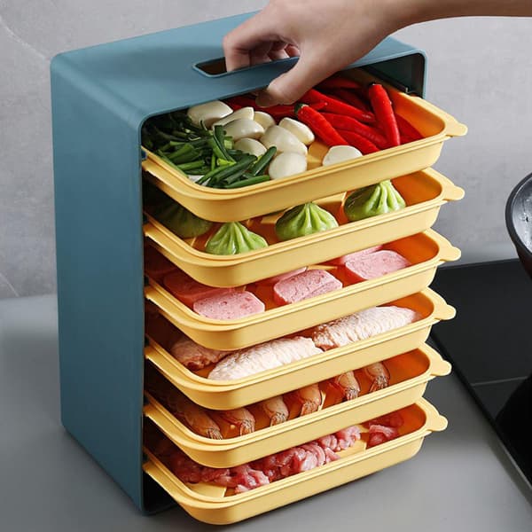 Kjøkkenoppbevaring Multi Layer Dish Tray Veggmontert Side Dish Stackable Frukt Display Oppbevaringsplate Blueyellow