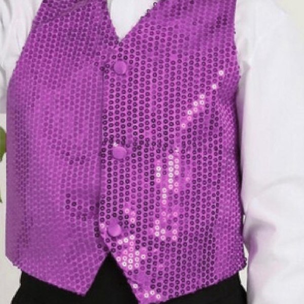Kostymväst Glitter Unisex Färgglad Barn ärmlös paljettväst för fest Purple XL