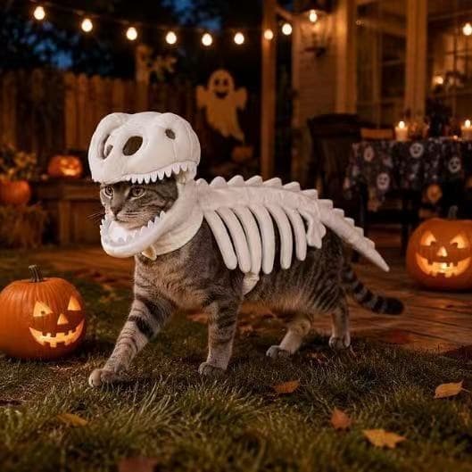 Dinosaur Skeleton Costume for Pets - Creative Halloween Outfit 35cm 35cm Glow-