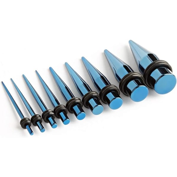 Populært sælgende rustfrit stål spids kegle øreudvidelse 36-delt kombinationsdragt (blå)