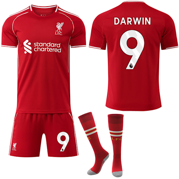 2025-2026 Liverpool Hjemmebanetrøje Sæt Børn Voksne Fodboldudstyr No.9 DARWIN No.9 DARWIN 24