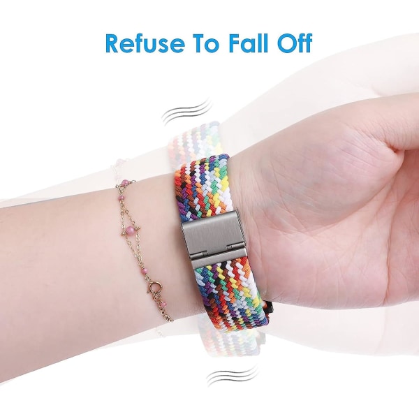 Flätade Elastiska Ögla Klockarmband - Regnbåge (22mm) - Universell Snabbkoppling