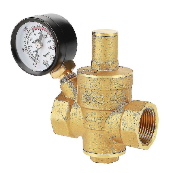 Dn25 Justerbar Vann Trykkreduserende Regulator, Messing Vann Trykkreduserende Ventil + Manometer Vanntrykksmåler (dn25)