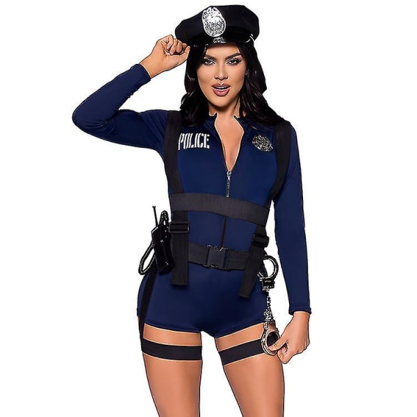 Voksne kvinner Sexy politibetjent kostyme, løytnant Ivana oppfører seg dårlig Halloween-kostyme
