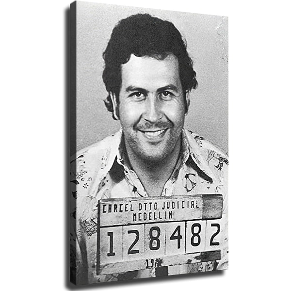 Pablo Escobar Mugshot-plakat Dekorativt maleri Soverom Kontor Bad Dekorativt maleri Hd-bildeutskrift Canvas Art Gift 1218inch