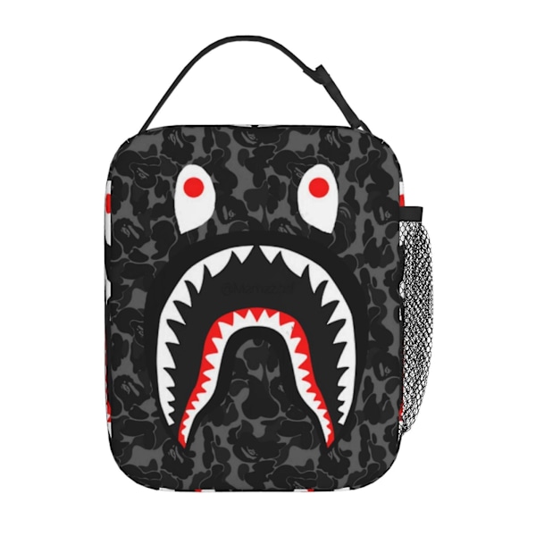 Hip Hop Camouflage Bape Shark Lunch Bag Lunchbox Multifunktionell Återanvändbar Lätt Lunchväska Tote Box för Flickor Pojkar Tonåringar Vuxna Presenter-w33