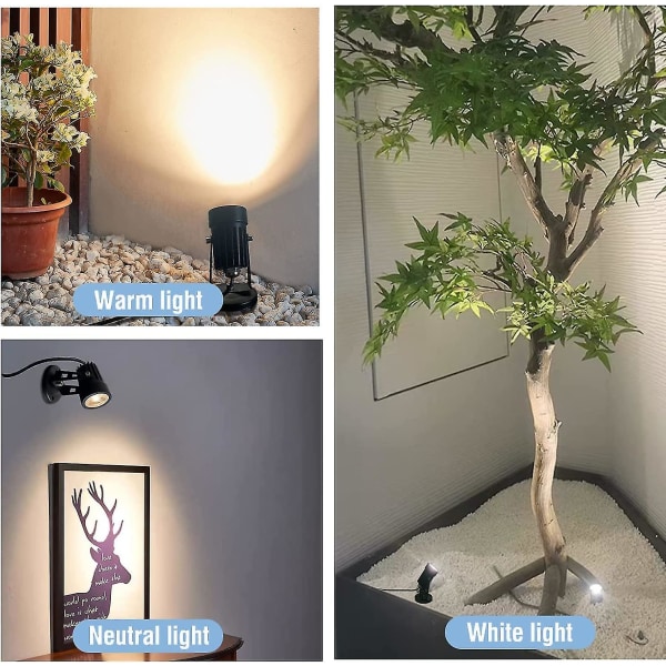 2 stk Led spotlys indendørs til planter, 3 farver accentbelysning Dæmpbare uplights Spotlight lampe med lysdæmper