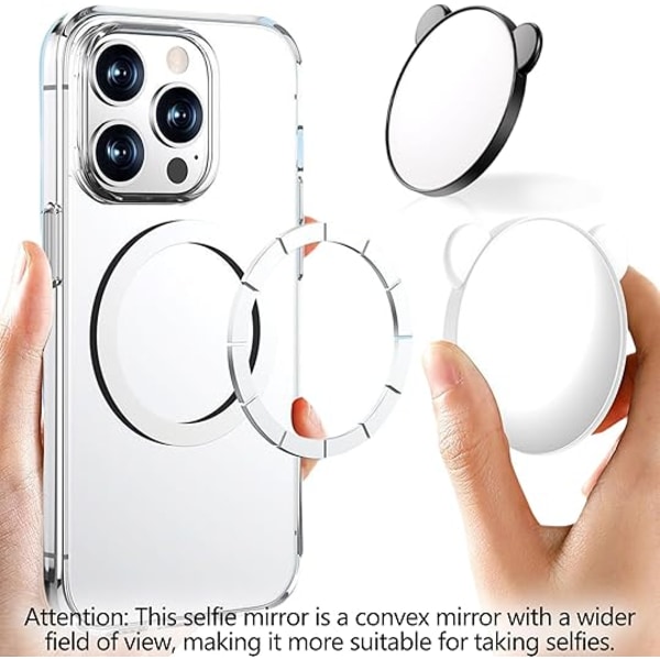 Magnetisk selfiespegel med bakkamera, lämplig för iPhone 16 15 14 13 12 Pro Max Plus, Magsafe-skal och alla smarta telefoner.