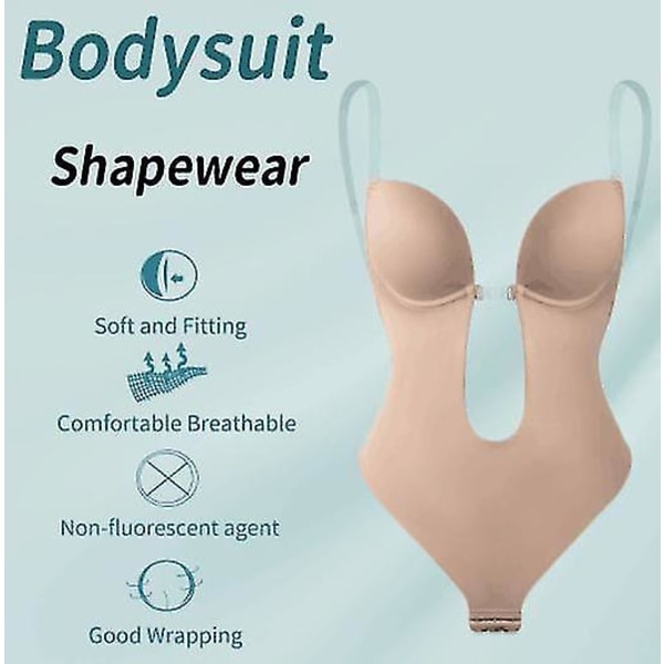 Kvinnors rygglösa Shapewear Djup V-hals Body Shaper för klänning med låg rygg black L