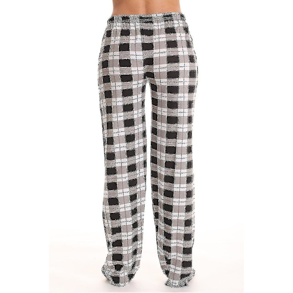 Naisten pyjamahousut taskuilla, pehmeät flanelliruudullinen pyjamahousut black M