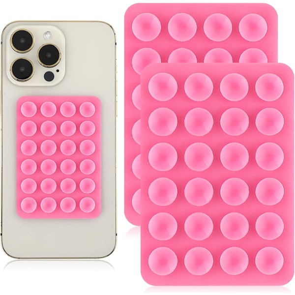 2 stycken silikon sugpropp mobilskal självhäftande fäste, sugkopp mobilskal fäste halkfritt handsfree fäste (rosa)