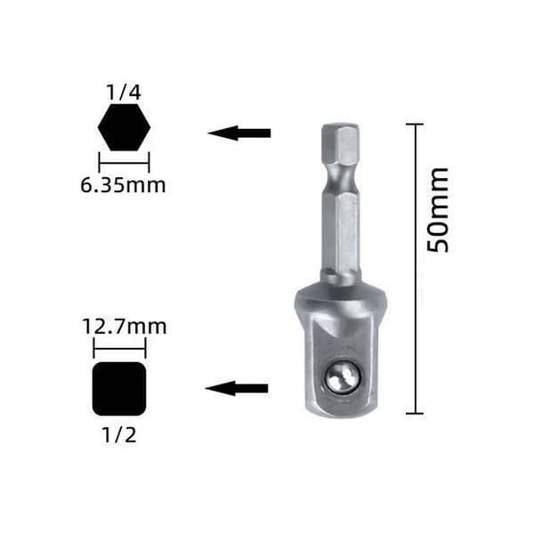 UOYOTT Topadapter til boremaskine, 2 i 1 kraftig topkonverter til sakselift, rustfrit stål, nemt dækskifte T Jack socket One size