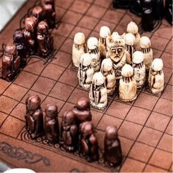 Hnefatafl brætspil, vikingeskaksæt, træskaksæt, rejsesæt for voksne/barn med trææske