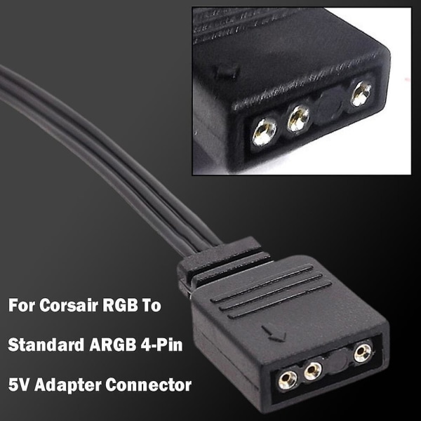 Til Corsair 4-benet Rgb til standard Argb 5v 3-benet stik med adapter 25 cm kabel