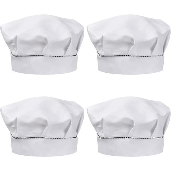 4 stk. Kokkehuer til børn 3-13 år, justerbar madlavningshue dreng pige, åndbar polycotton kokkehue, køkkenkokkehue til småbørn til madlavning derhjemme (wh