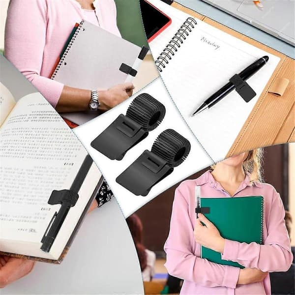 Hårdhattepenneclips, Universal Justerbar Klemme til Pen, Penholder, Clip Organizer til Notesbog, Sort
