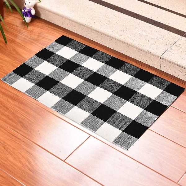 Skridsikker dørmåtte bomuld dørmåtte plaid dørmåtte entré tæppe gulvtæpper tæppe