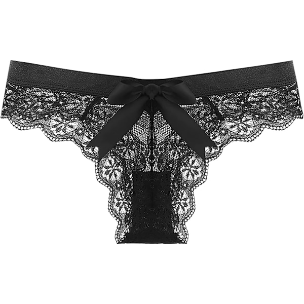 Damer Spets Rosett T-String Låg Midja Andningsbara Trosor Svart Black M
