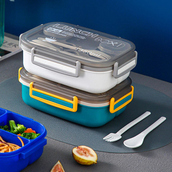 Alt-i-1 moderne lunsjboks med 2 stablebare beholdere Oppvaskmaskinsikker Bento Box-rom Matbeholder Blue 4