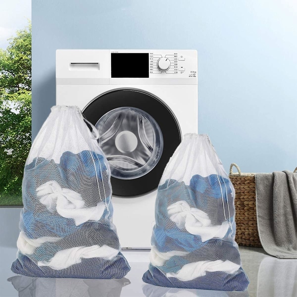 Pyykkipussi - Pesuverkot Pesulapussi-Pyykkipussit konepesuvaatteiden suojaamiseksi - 2 set - Valkoinen