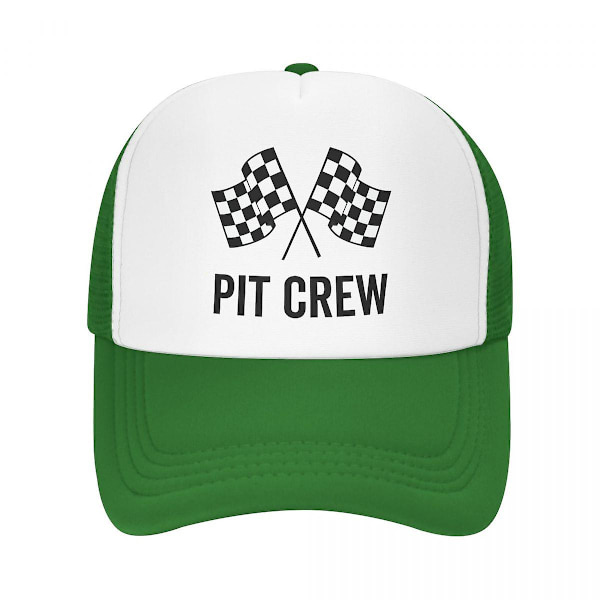 Trendig keps med schackrutig flagga för racingteam, justerbar basebollkeps för män och kvinnor, sportig trucker-keps Green Trucker Hat